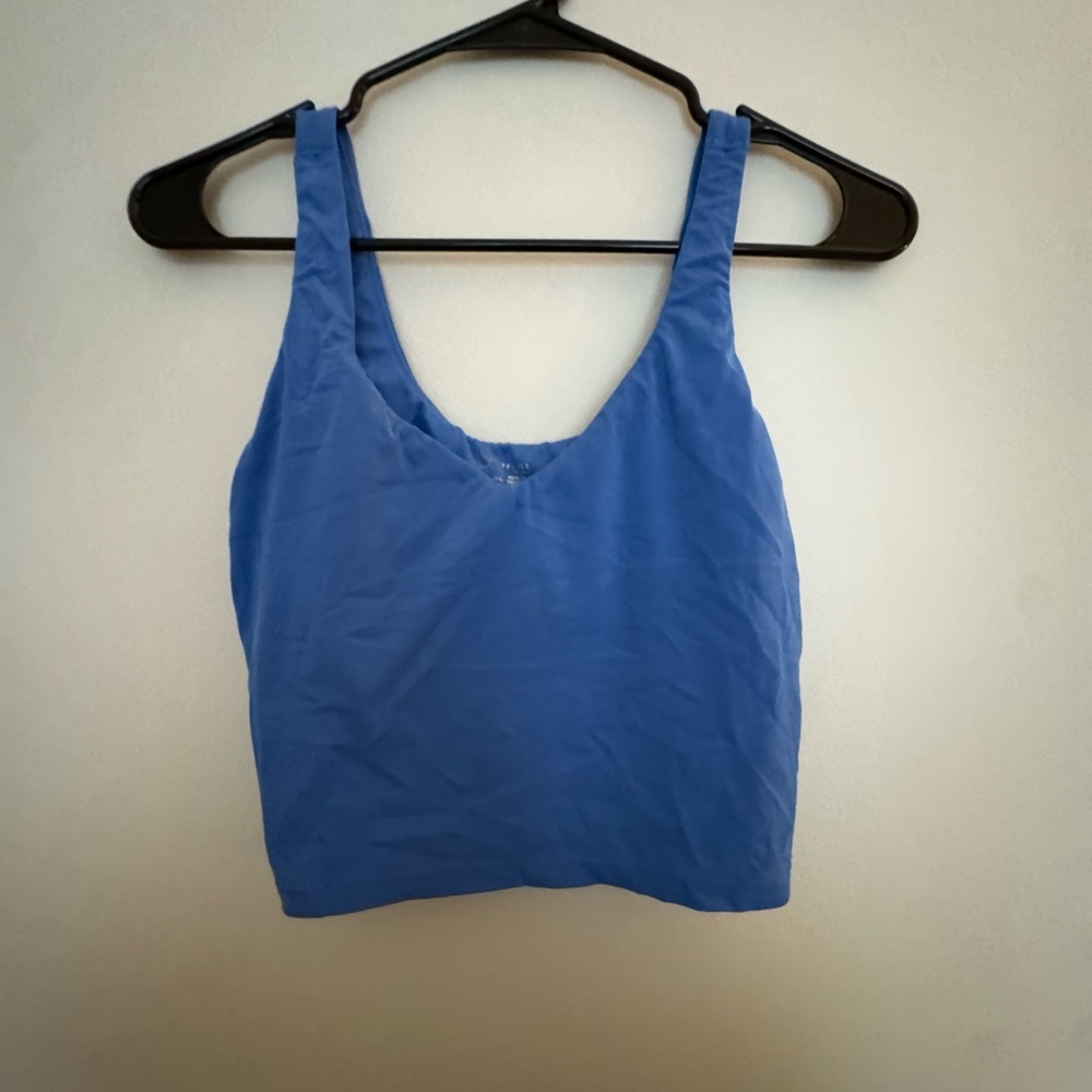 Aerie Blue Fitted Sleeveless Crop Tank Top